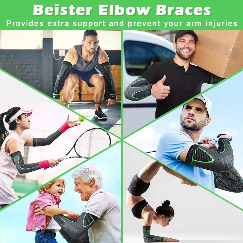1Pc Elbow Braces Compression Arm Sleeves for Men & Women, Non-Slip Breathable Arm Support for Tendonitis, Tennis Elbow