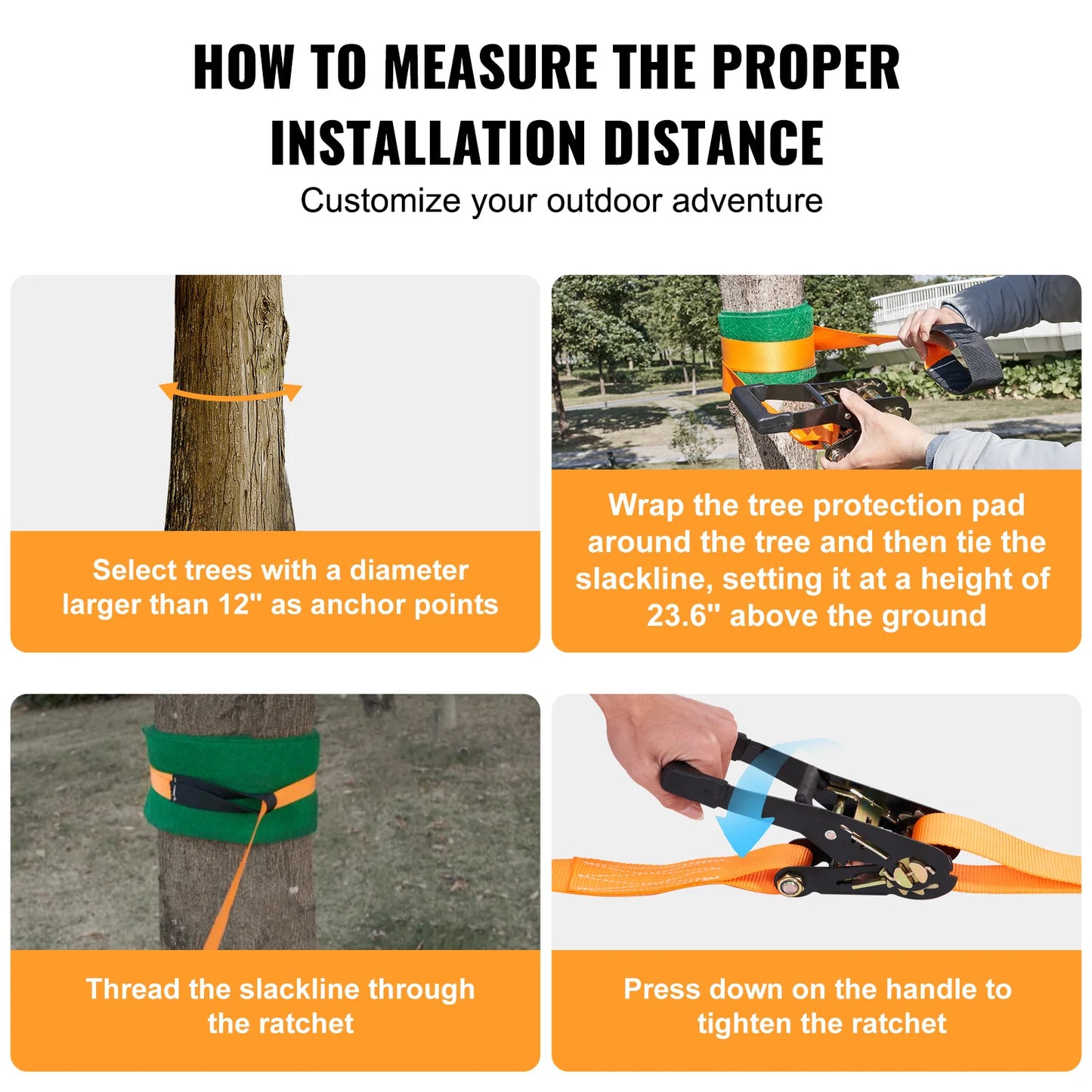 SucceBuy Slackline Kit with Training Line Backyard Slack Line Equipment Tight Rope for Kids Adults Complete Slackline Set
