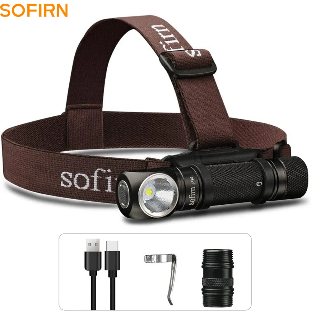 Sofirn SP40 XPL LED EDC Headlamp 18650 Rechargeable Lamp 1200lm Bright Outdoor Fishing Torch with Magnet TailCap