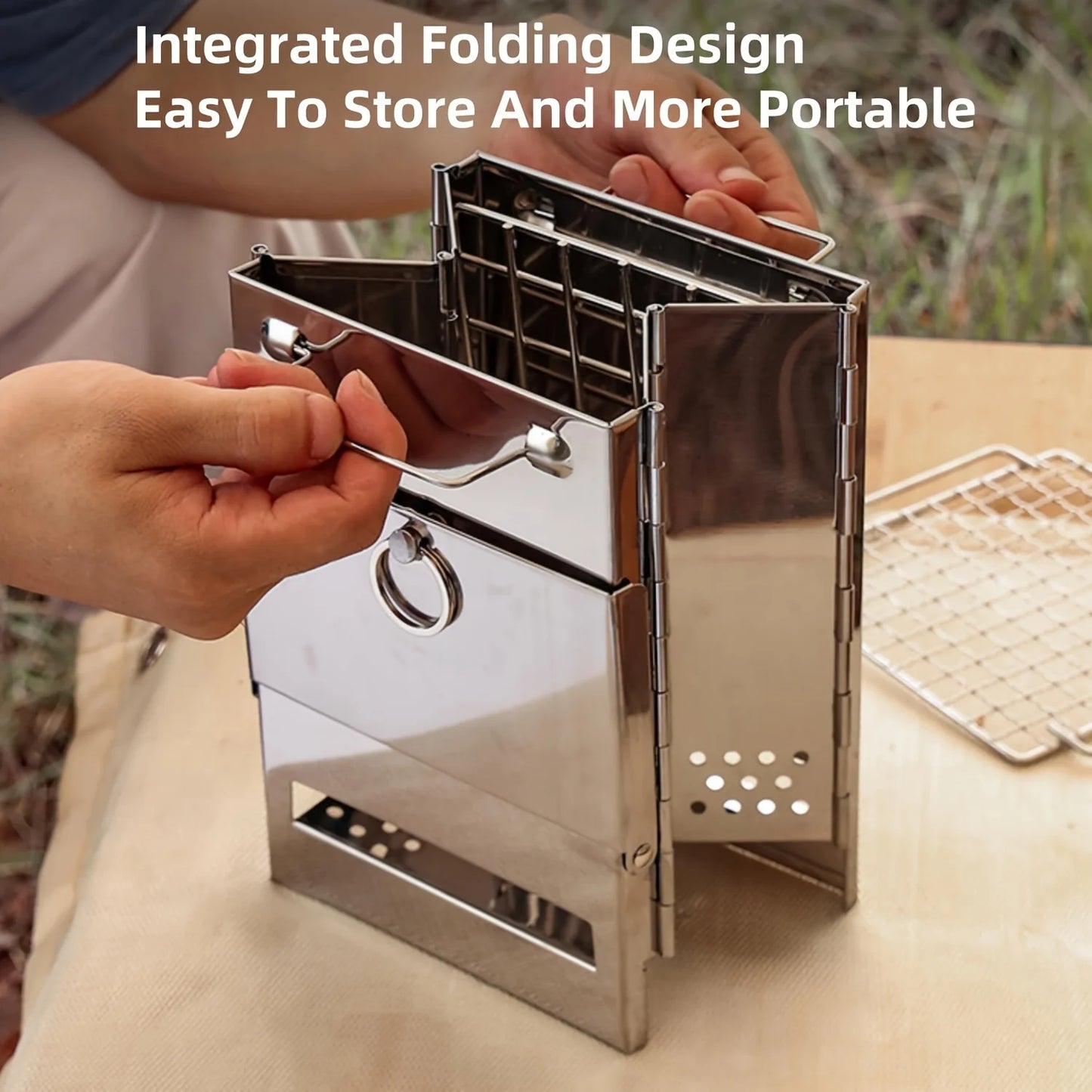 Portable Stainless Steel Firewood Stove For Camping, Picnic, And BBQ - Compact And Lightweight