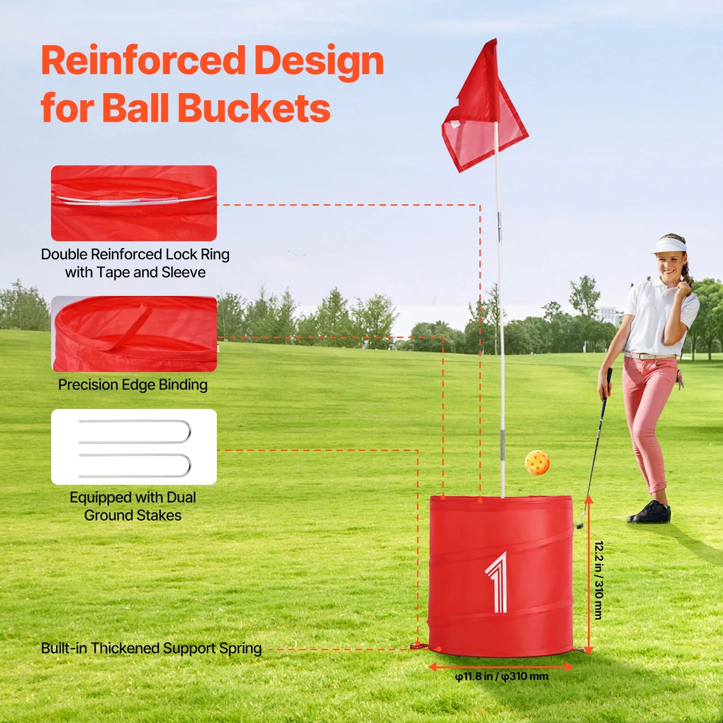 SucceBuy 3/6/9 Hole Kids Backyard Golf Game Portable Bucket Golf Course Practice Chipping Games for Family  Yard Sports Toys