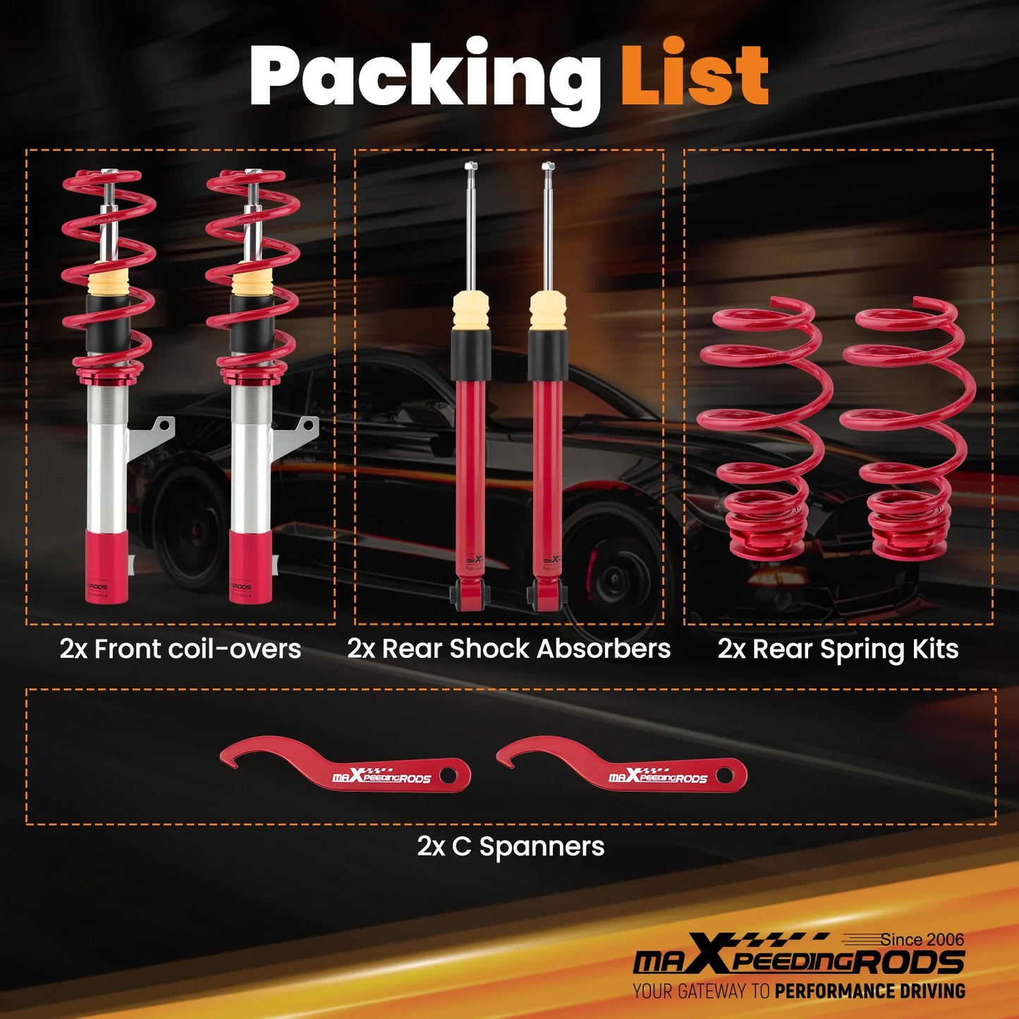 Suspension Coil Spring Kit For VW Golf Mk5 Mk6 1K Jetta Mk5 1K5 Passat B6 CC Beetle Coilovers For Audi TT 8J (FWD) 2006-2014