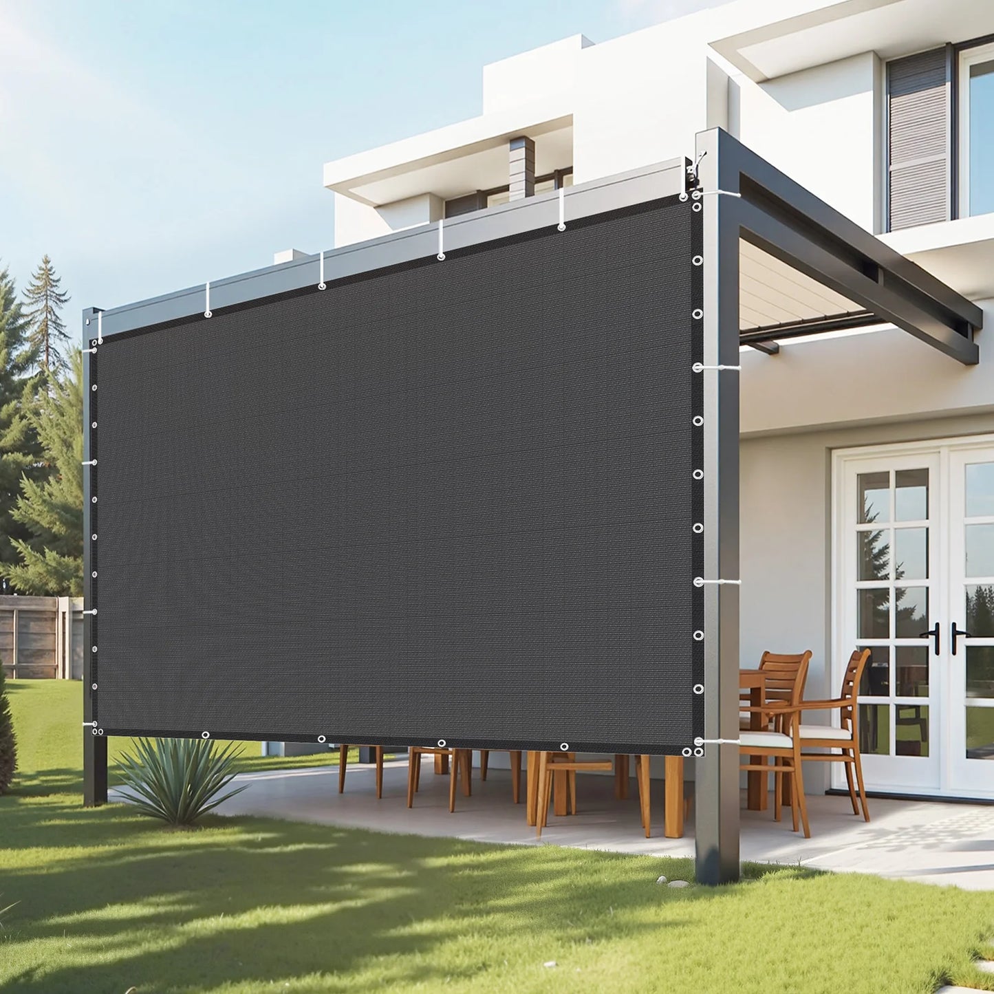 SucceBuy 90% Sun Shade Cloth 10x10/12/20ft Pergola Shade Cover 140 GSM HDPE Canopy Privacy Screen for Outdoor Garden Backyard