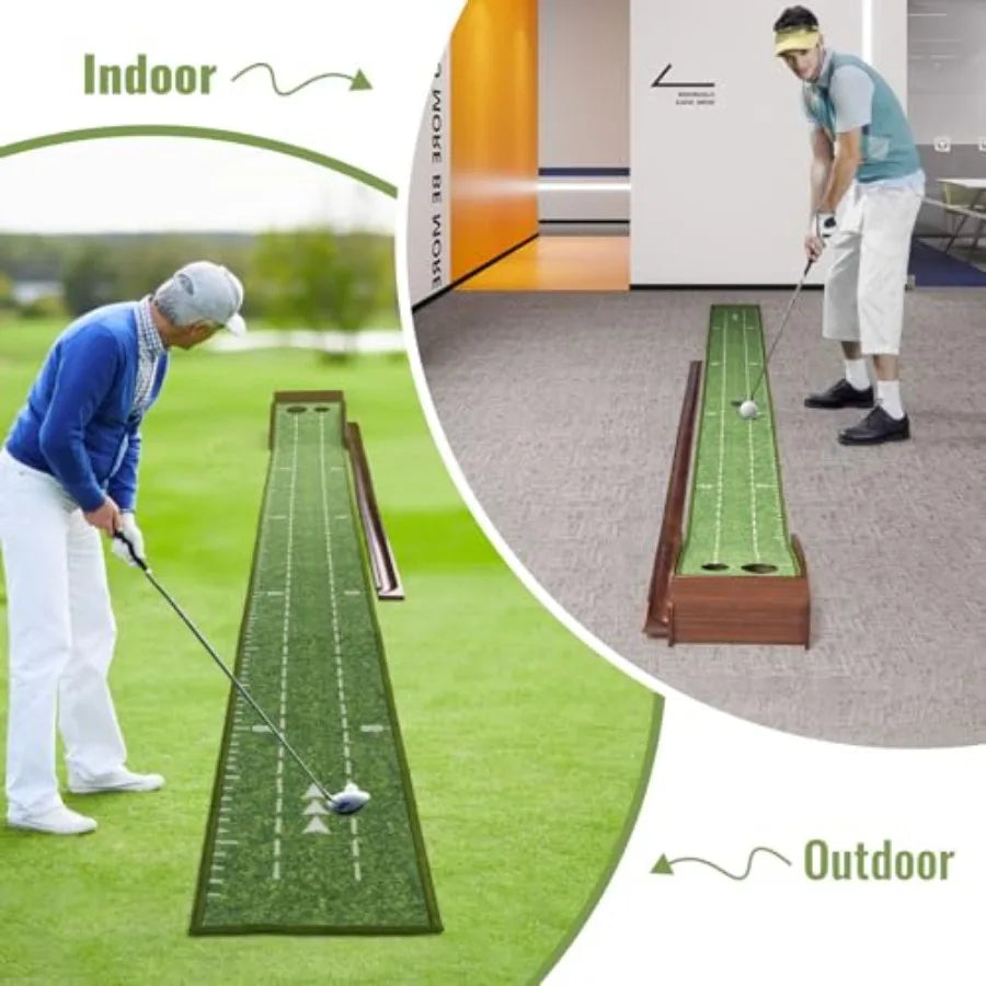 Indoor Golf Putting Mats for Home Office and Outdoor Use WrinkleFree Design with Auto Ball Return Luxurious Velvet Surface on D