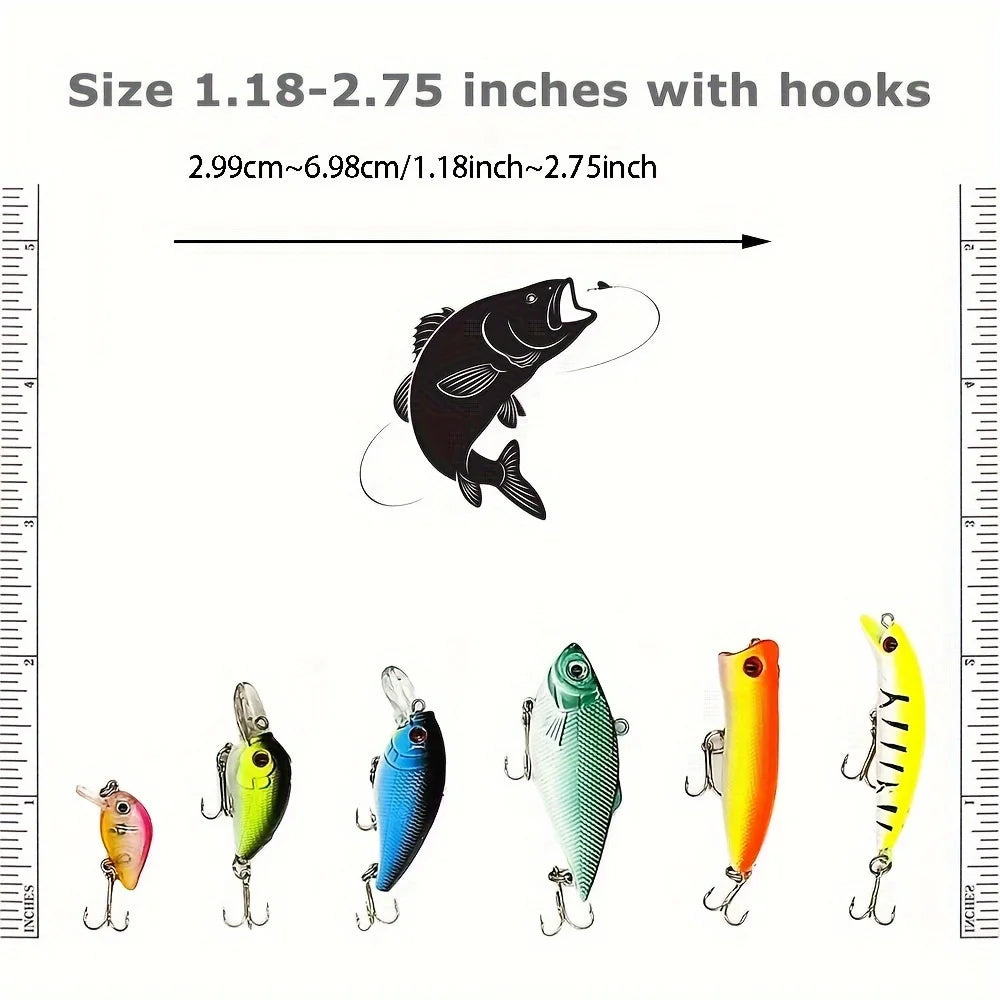 30pcs Fishing Lures Set – Crankbaits, Minnow Baits & Hooks for Freshwater & Saltwater