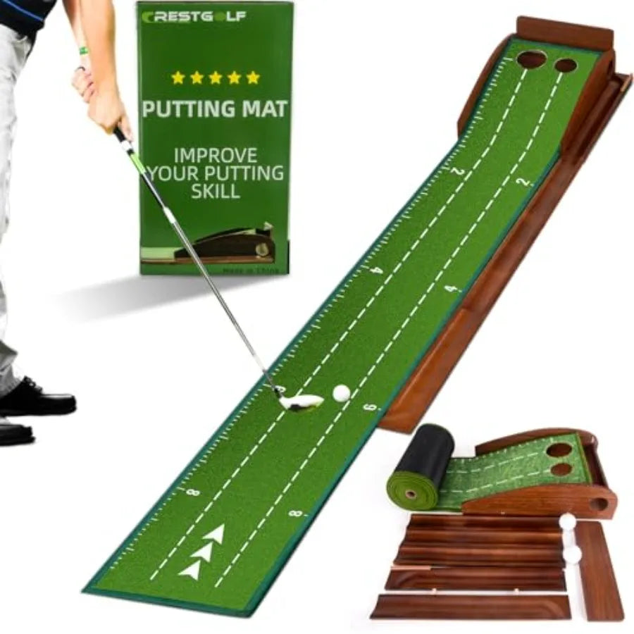 Indoor Golf Putting Mats for Home Office and Outdoor Use WrinkleFree Design with Auto Ball Return Luxurious Velvet Surface on D